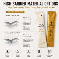 Sachets d'emballage personnalisés pour bâtonnets de miel, scellables à chaud, en aluminium, pour l'emballage individuel du miel
