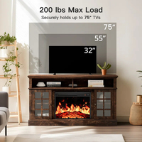 Magnifique meuble TV extensible de style mid-century avec foyer électrique LED, meuble TV moderne pour salon
