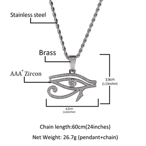 Collar <span class=keywords><strong>de</strong></span> <span class=keywords><strong>Ojo</strong></span> Turco <span class=keywords><strong>de</strong></span> Moda, <span class=keywords><strong>Colgante</strong></span> <span class=keywords><strong>de</strong></span> Latón con Circonitas, Diseño Hip Hop <span class=keywords><strong>de</strong></span> <span class=keywords><strong>Ojo</strong></span> <span class=keywords><strong>de</strong></span> <span class=keywords><strong>Horus</strong></span> Rosa, Joyería Hip Hop para Hombre, En Stock - Product Image 2
