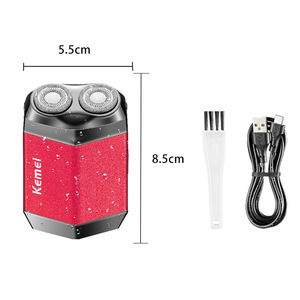 Kemei Mini Electric Shaver 5.5x8.5cm Twin Blade Waterproof Rechargeable For Men Wet Dry Shaving - Product Image 1