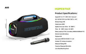 HOPESTAR A95 580W Altoparlante Portatile con Microfono Wireless UHF, Batteria da 40000mAh, Boombox da Esterno con Luce RGB e AuraCast - Product Image 5