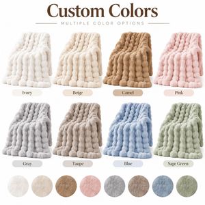 Manta de Lujo de Piel Sintética de Conejo, Manta Acolchada de Felpa Cálida para Invierno, Regalo, Manta para Siesta en Oficina, Manta para Aire Acondicionado, Venta al por Mayor - Product Image 3