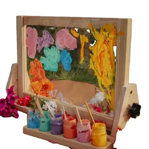 Kits de pintura de caballete de Arte de madera portátil para adultos artista niños colores pinturas acrílicas 2 pinceles paleta soporte de caballete de Arte de madera