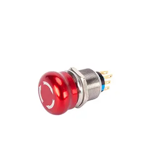 19mm IP67 mushroom metal emergency stop push button switch