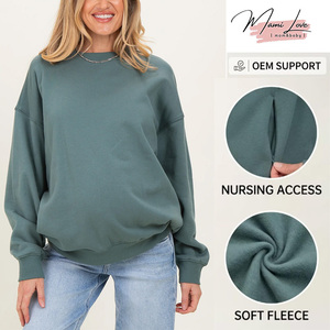 Sweat-shirt <span class=keywords><strong>de</strong></span> maternité surdimensionné personnalisé en polaire, pull d'allaitement doux et chaud, haut <span class=keywords><strong>de</strong></span> <span class=keywords><strong>grossesse</strong></span> OEM - Product Image 1