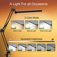 Lampe de bureau LED moderne en ABS personnalisable avec pince, bras articulé réglable, double éclairage, protection des yeux, pour la maison et le bureau