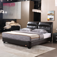 LOONGFUNG Cadre de lit plateforme en cuir véritable durable avec sommier à lattes en bois de pin robuste, lit King Size confortable
