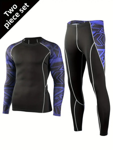 Langärmliges, schnell trocknendes, atmungsaktives Badeanzug-Oberteil für Herren, bedruckter Stil, Heim fitness, Outdoor-Sport - Product Image 3