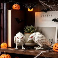 3D-printed PLA Red-eyed Raven Figurine China Halloween Decoration E-sports Desk Accessory Trendy Gothic Home Decor