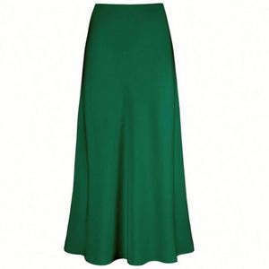 Falda de punto satinado transpirable de ácido acético K2113, diseño casual de cintura alta, efecto adelgazante, corte en A, cola de pez, ajuste en la cadera, largo hasta el suelo - Product Image 3