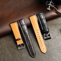 Bracelet de montre Lionorm OEM pour homme, en cuir de veau à motif crocodile, confortable, personnalisé, 18, 20, 22, 24 mm, doux et respirant