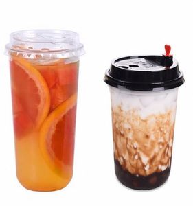 Gobelets jetables en PP de 90 mm en forme de U, personnalisables par sérigraphie, pour boba, jus, thé, lait, fruits, avec couvercle, eau minérale - Product Image 1