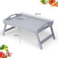 Jambes pliantes Table de plateau de lit Bureau portable en bambou avec poignées en bois pour le petit déjeuner dîner thé et TV pour le stockage d'outils de bijoux