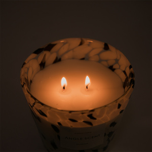 Vente en gros label privé cadeau bougie tasse en verre soufflé à la main parfum personnalisé 2 mèches de bougies parfumées en cire de soja - Product Image 6