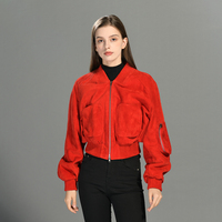 Jxwatcher OEM – Nouvelle veste bomber courte en cuir de mouton véritable pour femme, style automne, douce et personnalisable, en daim véritable