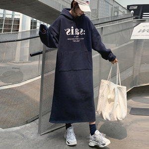 Women Custom Grey Sweatshirt <strong>Long</strong> <strong>Hoodie</strong> Dress Casual Fleece <strong>Long</strong> Sleeve Hooded Knee Length <strong>Hoodies</strong> - Product Image 3