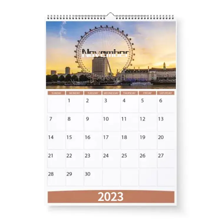 Kalender dinding desain kustom baru 2024 kalender dinding cetakan kalender meja jadwal Bahasa Inggris