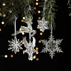 Navidad trang trí nội thất Xmas treo đồ trang trí Giáng sinh bông tuyết rõ ràng giáng sinh Mặt dây chuyền Acrylic Cây giáng sinh trang trí