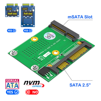 Adaptateur MSATA vers SATA III 2,5 pouces pour ordinateur portable, extension SSD pleine hauteur et demi-hauteur avec transmission 6 Gbit/s