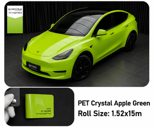 ฟิล์มเปลี่ยนสีสีเขียวแอปเปิ้ล PET เงาสูง ไวนิลหุ้มรถยนต์ ซ่อมแซมตัวเองได้ ป้องกันรอยขีดข่วน ฟิล์มหุ้มรถยนต์แบบม้วน ผู้จำหน่ายฟิล์มหุ้มรถยนต์ - Product Image 1