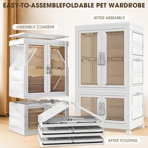 Armario de Almacenamiento <span class=keywords><strong>para</strong></span> <span class=keywords><strong>Ropa</strong></span> de Mascotas, 2 Niveles, Plegable, con Barra <span class=keywords><strong>para</strong></span> Colgar, Ligero, Impermeable, Protección Contra el Polvo, Portátil, <span class=keywords><strong>para</strong></span> <span class=keywords><strong>Perros</strong></span>, Gatos y Otras Mascotas - Product Image 1