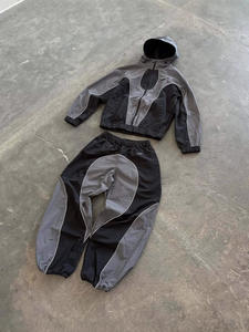 Herensportpak met patchwork windbreaker, ritsjack en shorts - Product Image 5