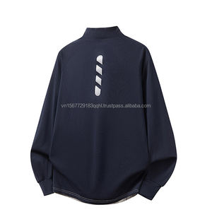 T-shirt de sport unisexe à manches longues imprimé color block tendance, col rond élastique, anti-UV, respirant, avec fermeture éclair, évacuant la transpiration - Product Image 2