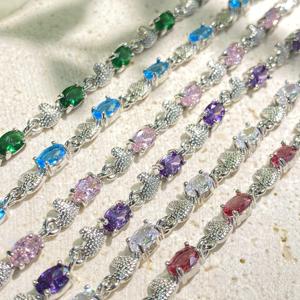 Pulsera de tenis de circonita de cristal al por mayor, chapada en plata de 18k, ajustable para mujer, moderna, a la moda, regalo de joyería para boda - Product Image 1