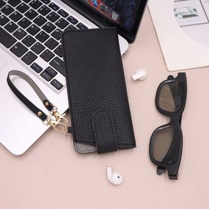 Stylish Faux Leather Sunglasses <b>Case</b> With Strap Wrist Bag Portable <b>Glasses</b> Holder <b>for</b> Travel Outdoor - Product Image 3