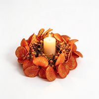 Couronne florale artificielle réaliste en feuilles d'érable et cônes de pin, centre de table en plastique pour la décoration de table de Thanksgiving