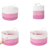 Panier à linge pliable en corde de coton écologique, prêt à être expédié, avec logo personnalisé, pour le rangement à domicile des vêtements et des articles pour enfants