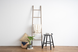 Modern Brown Black MYCROFT Ladder Hanger Industrial Style Wood Towel Rack for Contemporary Bedroom and Living Room - Product Image 4