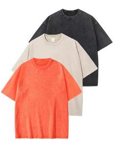 T-shirt da uomo oversize con lavaggio acido Vintage in maglia traspirante in cotone allentato Top Casual con motivo solido Los Angeles - Product Image 6