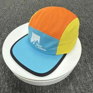 Gorras de running de 5 paneles con bloque de color, impermeables de nailon, personalizables, de secado rápido, para camping y actividades al aire libre - Product Image 1