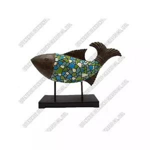 Animal statue mosaic handmade art decorative colorful resin fish sculpture crafts