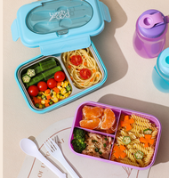 Boîte à lunch isotherme en acier inoxydable avec compartiments en plastique, design à 2 compartiments, fourchette et cuillère, forme rectangulaire, récipient alimentaire pour la conservation de la fraîcheur