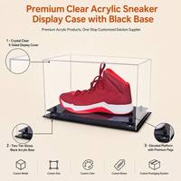 Présentoir de protection pour baskets en acrylique sur mesure avec base noire pour collectionneur de chaussures de basketball et vitrine de vente au détail