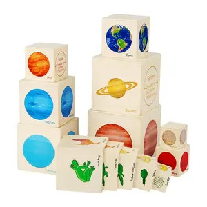 子供の初期教育ゲームセットブラインドボックス人形8惑星動物の成長木製論理的思考おもちゃ