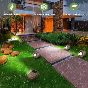 Lampe solaire LED extérieure en forme de pierre, projecteurs de jardin, éclairage paysager, décoration extérieure, étanche, pour pelouse - Product Image 6