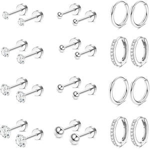<span class=keywords><strong>Set</strong></span> di 12 Paia di <span class=keywords><strong>Orecchini</strong></span> a Perno Piatti Delicati in <span class=keywords><strong>Acciaio</strong></span> <span class=keywords><strong>Chirurgico</strong></span> 316L, Piccoli <span class=keywords><strong>Orecchini</strong></span> a Cerchio per Feste e Piercing - Product Image 4