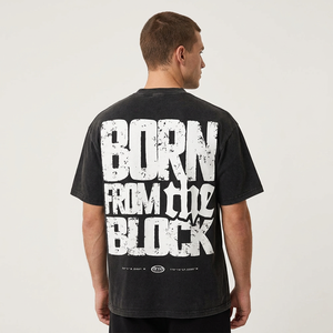 Custom Slogan <b>Men's</b> Regular Fit <b>Black</b> Cotton T-Shirt Short Sleeve Formal Printed Back Solid Design <b>Turtleneck</b> Eco-Friendly - Product Image 6