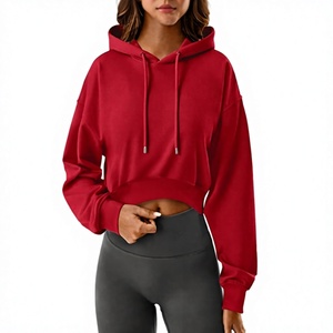 Sudadera Corta Rosa para Mujer, Manga Larga, Estampado de Letras, Tejido de Algodón, Transpirable, Estilo Urbano para Invierno - Product Image 2