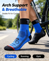 Chaussettes de cyclisme professionnelles en gros unisexe respirantes en maille avec soutien de la voûte plantaire et compression, chaussettes de sport personnalisables avec logo et motif OEM