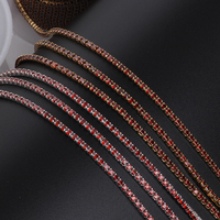 Elegan 14K emas diisi 2mm cangkir rantai tenis rantai dengan 4 pengaturan cakar Garnet Zircon untuk DIY kalung gelang membuat perhiasan