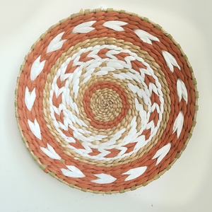 Assiette ronde tissée à la main en herbe naturelle, style marocain, décoration murale bohème pour salon et chambre. - Product Image 6