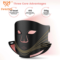 Masque facial LED sans fil PAKISS 510(k) - Masque de photothérapie avec lumières rouges et infrarouges, rechargeable, télécommande pour usage domestique