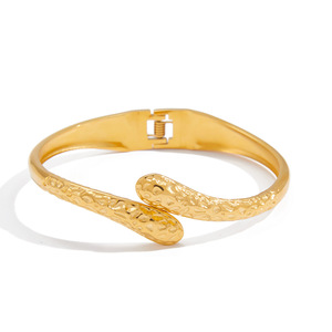 Bracelet en acier inoxydable plaqué or 18 carats, design minimaliste en forme de goutte d'eau, bijoux unisexes - Product Image 5