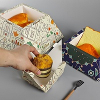 Boîte à emporter en carton écologique réutilisable et personnalisable Sunshine pour gaufres, crêpes, pain, restauration