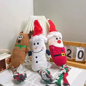Yeni noel <span class=keywords><strong>2026</strong></span> klasik hiçbir floresan ajan geyik noel baba kardan adam Pet kedi köpek peluş gıcırtılı çiğneme noel oyuncaklar - Product Image 2