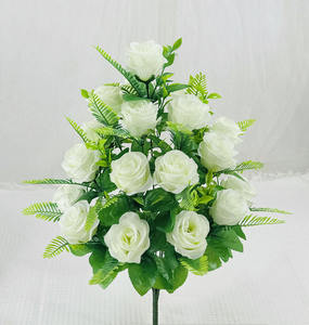 18 têtes de roses artificielles pour cimetière, fleurs de tombe, arrangements floraux, décorations de tombes en plein air - Product Image 4